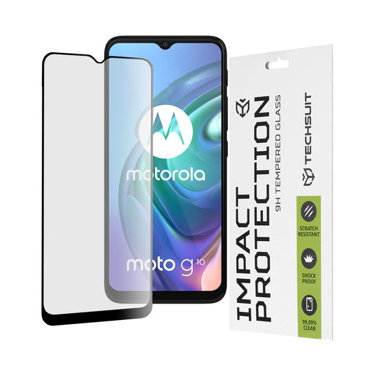 Techsuit képernyővédő fólia Motorola Moto G30 / G20 / G10 / E7 Plus / G9 Play készülékekhez, edzett üveg, teljes ragasztó, 111D, fekete