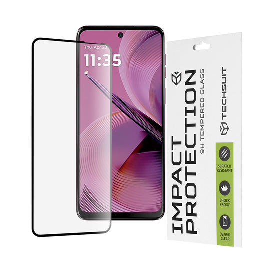Techsuit képernyővédő fólia Motorola Moto G55-hez, edzett üveg, teljes ragasztó, 111D, fekete