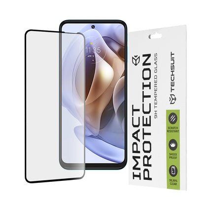 Techsuit képernyővédő fólia Motorola Moto G62 5G / G31 / G41 / G71 5G készülékekhez, edzett üveg, teljes ragasztó, 111D, fekete