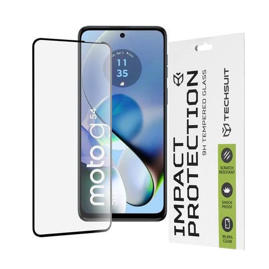 Techsuit képernyővédő fólia Motorola Moto G64 / G54 Power Edition / G14 / G54 készülékekhez, edzett üveg, teljes ragasztó, 111D, fekete