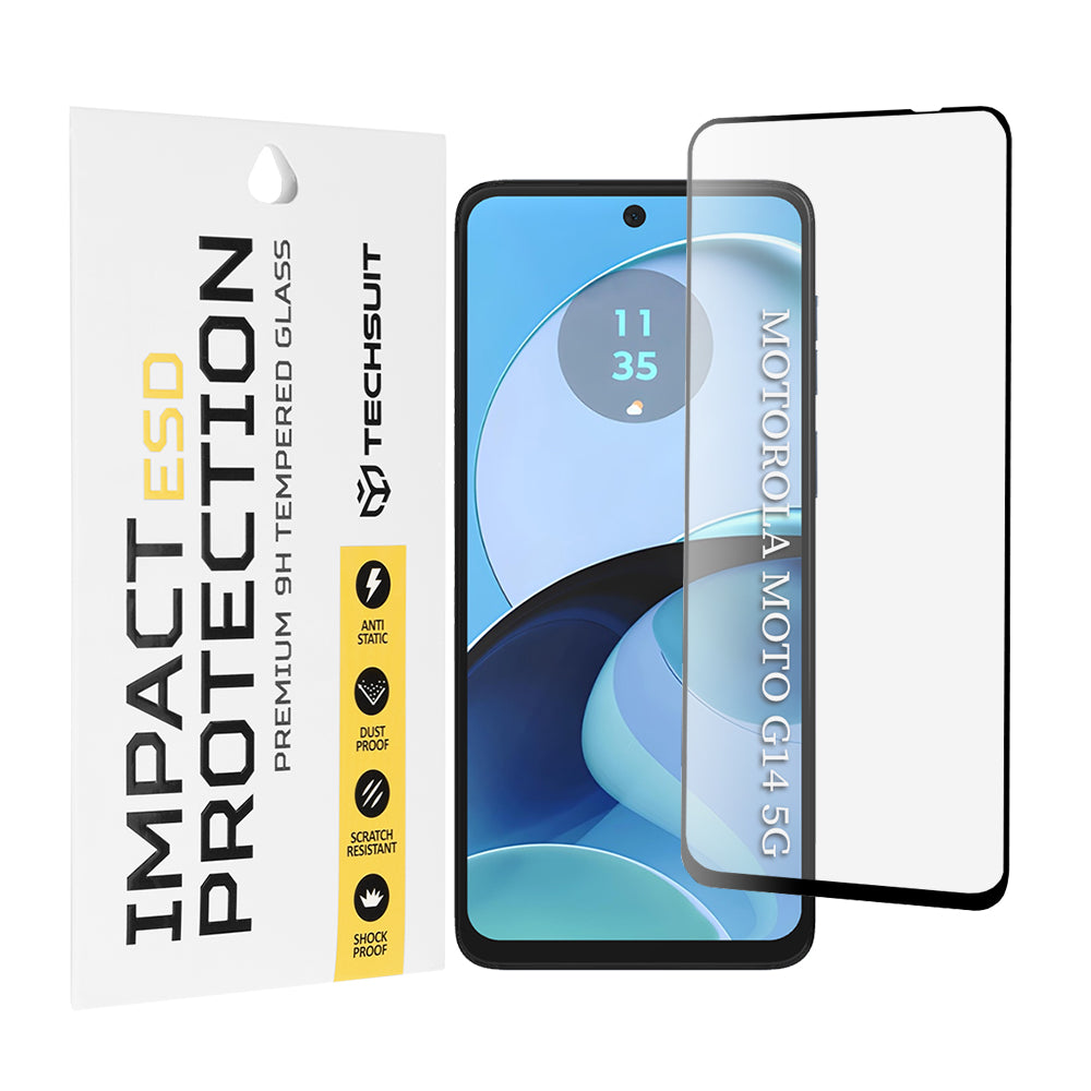 Techsuit képernyővédő fólia Motorola Moto G64 / G54 Power Edition / G14 / G54 készülékekhez, edzett üveg, teljes ragasztó, fekete