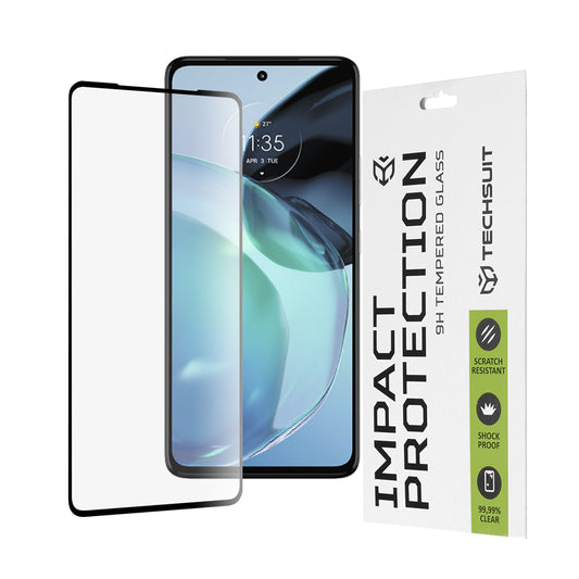 Techsuit képernyővédő fólia Motorola Moto G72-hez, edzett üveg, teljes ragasztó, 111D, fekete