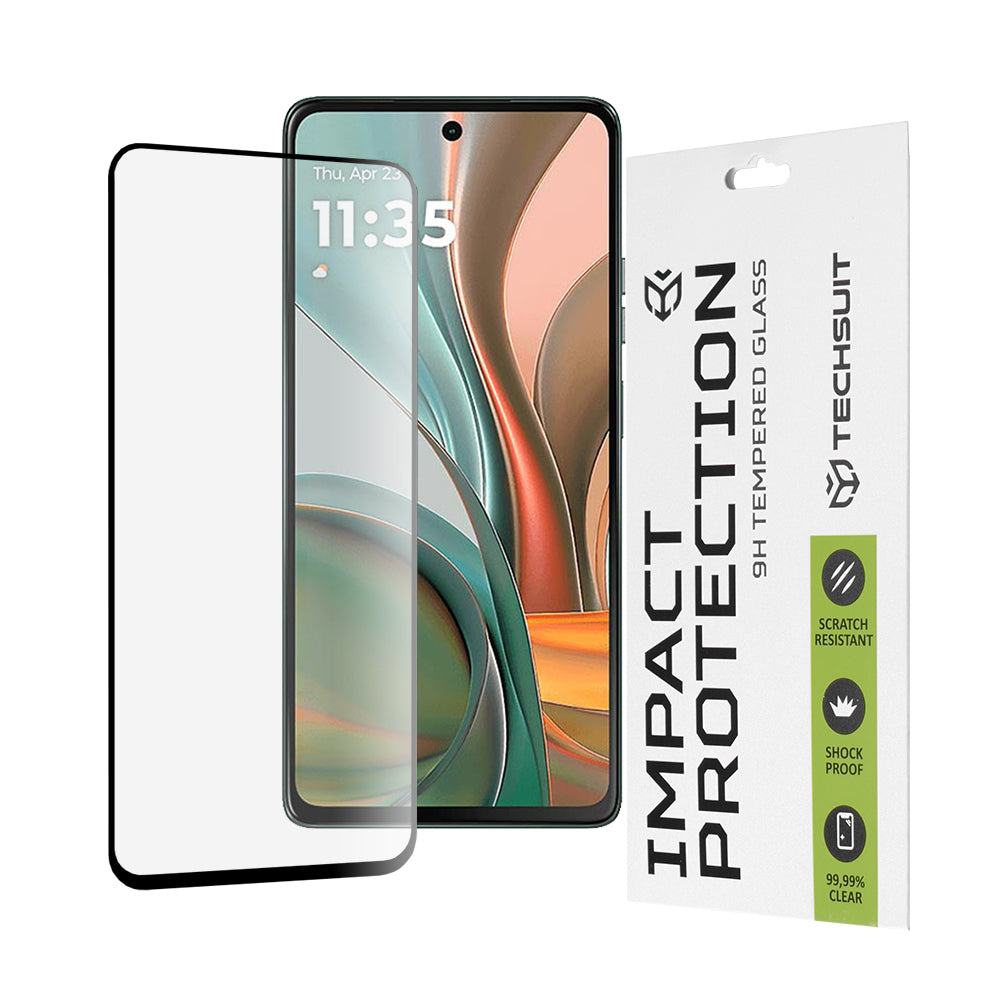 Techsuit képernyővédő fólia Motorola Moto G75-hez, edzett üveg, teljes ragasztó, 111D, fekete