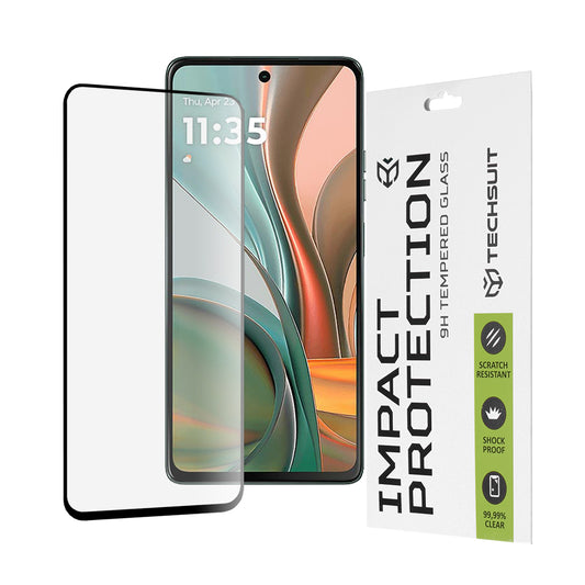 Techsuit képernyővédő fólia Motorola Moto G75-hez, edzett üveg, teljes ragasztó, 111D, fekete