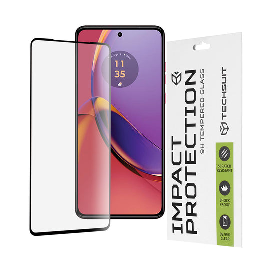 Techsuit képernyővédő fólia Motorola Moto G84-hez, edzett üveg, teljes ragasztó, 111D, fekete