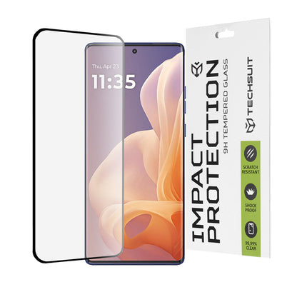 Techsuit képernyővédő fólia Motorola Moto G85-hez, edzett üveg, teljes ragasztó, 111D, fekete