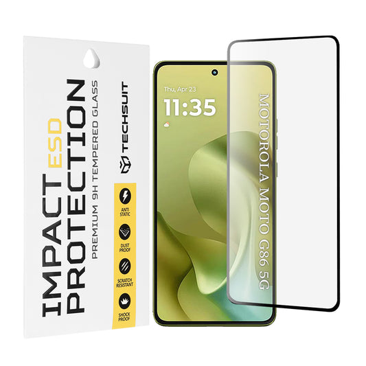 Techsuit képernyővédő fólia Motorola Moto G86 Power / G86 készülékhez, edzett üveg, teljes ragasztó, fekete