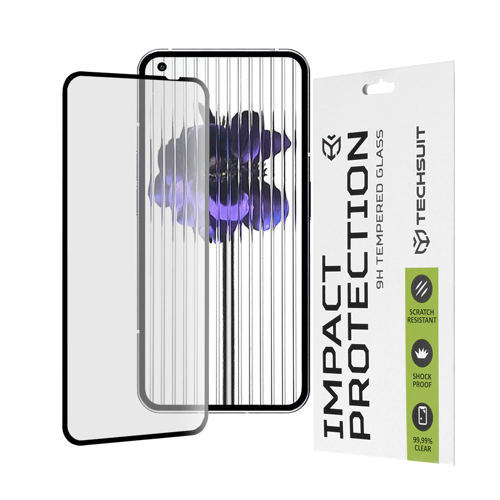 Techsuit képernyővédő fólia Nothing Phone (1) készülékhez, edzett üveg, teljes ragasztó, 111D, fekete