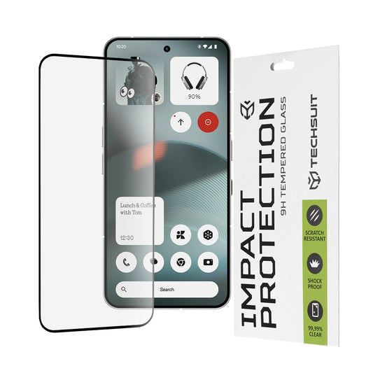 Techsuit képernyővédő fólia Nothing Phone (3) készülékhez, edzett üveg, teljes ragasztó, 111D, fekete