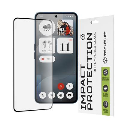 Techsuit képernyővédő fólia Nothing Phone (3a) / Phone (3a) Pro készülékhez, edzett üveg, teljes ragasztó, 111D, fekete