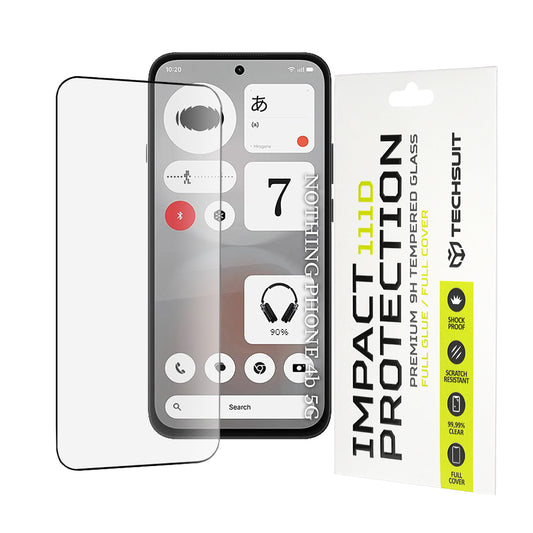 Techsuit képernyővédő fólia Nothing Phone (4b) készülékhez, edzett üveg, teljes ragasztó, 111D, fekete