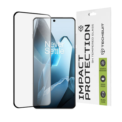 Techsuit képernyővédő fólia OnePlus 13-hoz, edzett üveg, teljes ragasztó, 111D, fekete