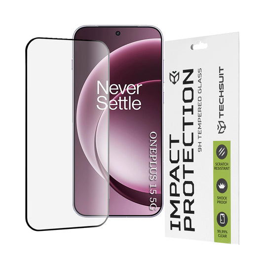 Techsuit képernyővédő fólia OnePlus 15-höz, Edzett üveg, Teljes ragasztás, 111D, Fekete