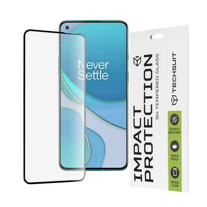 Techsuit képernyővédő fólia OnePlus 8T-hez, edzett üveg, teljes ragasztó, 111D, fekete