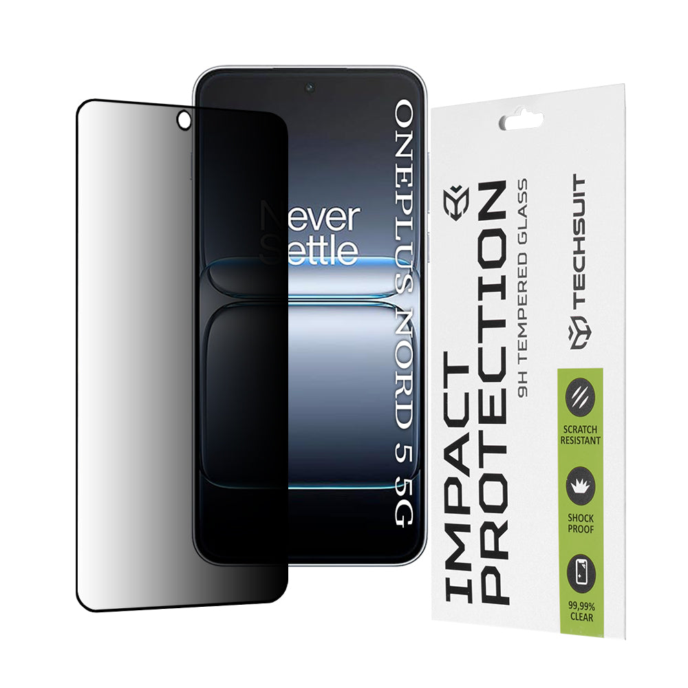 Techsuit képernyővédő fólia OnePlus Nord 5-höz, Edzett üveg, Teljes ragasztás, 111D