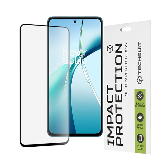 Techsuit képernyővédő fólia OnePlus Nord CE4 Lite-hoz, edzett üveg, teljes ragasztó, 111D, fekete
