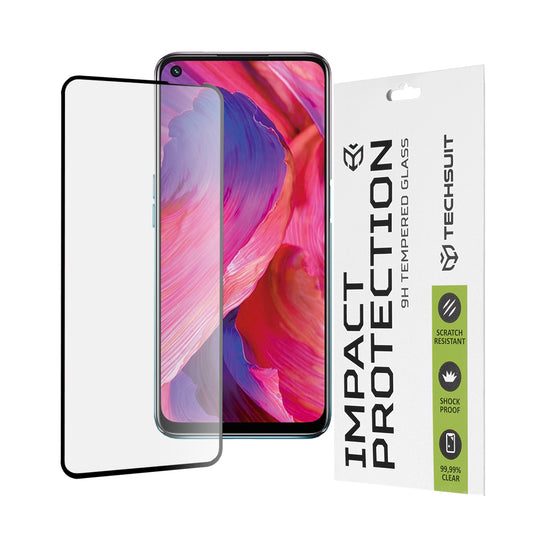 Techsuit képernyővédő fólia OnePlus Nord N200 5G / Oppo A74 5G / A54 5G készülékekhez, edzett üveg, teljes ragasztó, 111D, fekete