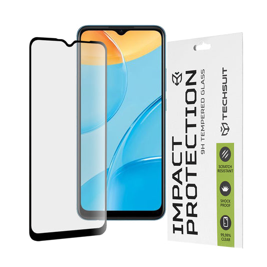 Techsuit képernyővédő fólia Oppo A16s / A54s / A16 / A15s / A15 készülékekhez, edzett üveg, teljes ragasztó, 111D, fekete