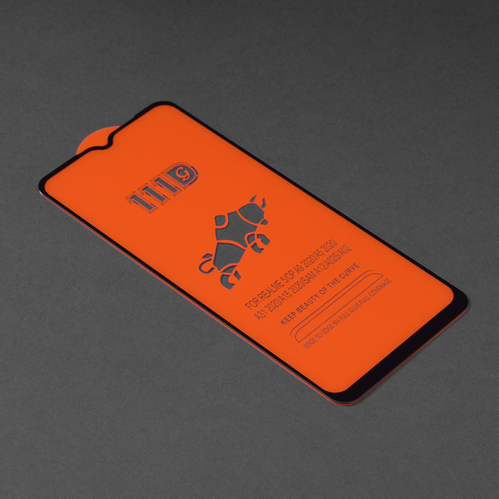 Techsuit Screen Protector Film for Oppo A16s / A54s / A16 / A15s / A15, Tempered Glass, Full Glue, 111D, Black