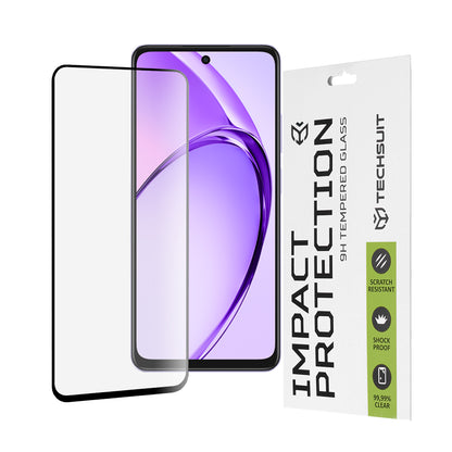 Techsuit képernyővédő fólia Oppo A3 4G / A3 5G készülékhez, edzett üveg, teljes ragasztó, 111D, fekete