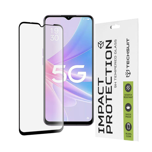 Techsuit képernyővédő fólia Oppo A58 5G / A78 5G készülékhez, edzett üveg, teljes ragasztó, 111D, fekete