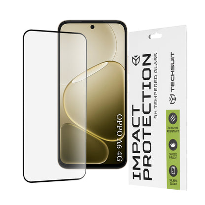 Techsuit képernyővédő fólia Oppo A6 4G-hez, Edzett üveg, Teljes ragasztás, 111D, Fekete