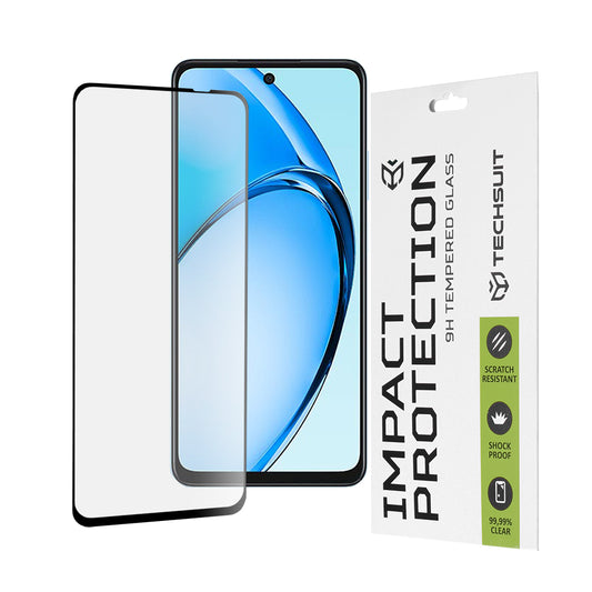 Techsuit képernyővédő fólia Oppo A60-hoz, edzett üveg, teljes ragasztó, 111D, fekete