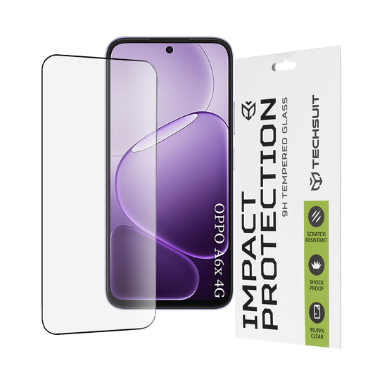 Techsuit képernyővédő fólia Oppo A6x 4G / A6x készülékhez, Edzett üveg, Teljes ragasztás, 111D, Fekete