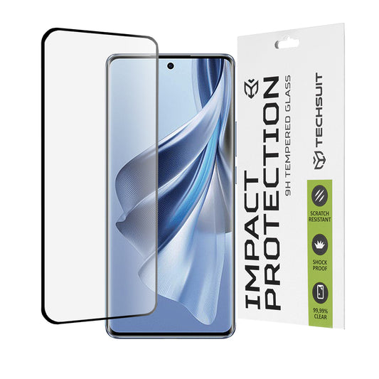 Techsuit képernyővédő fólia Oppo Reno10-hez, edzett üveg, teljes ragasztó, 111D, fekete