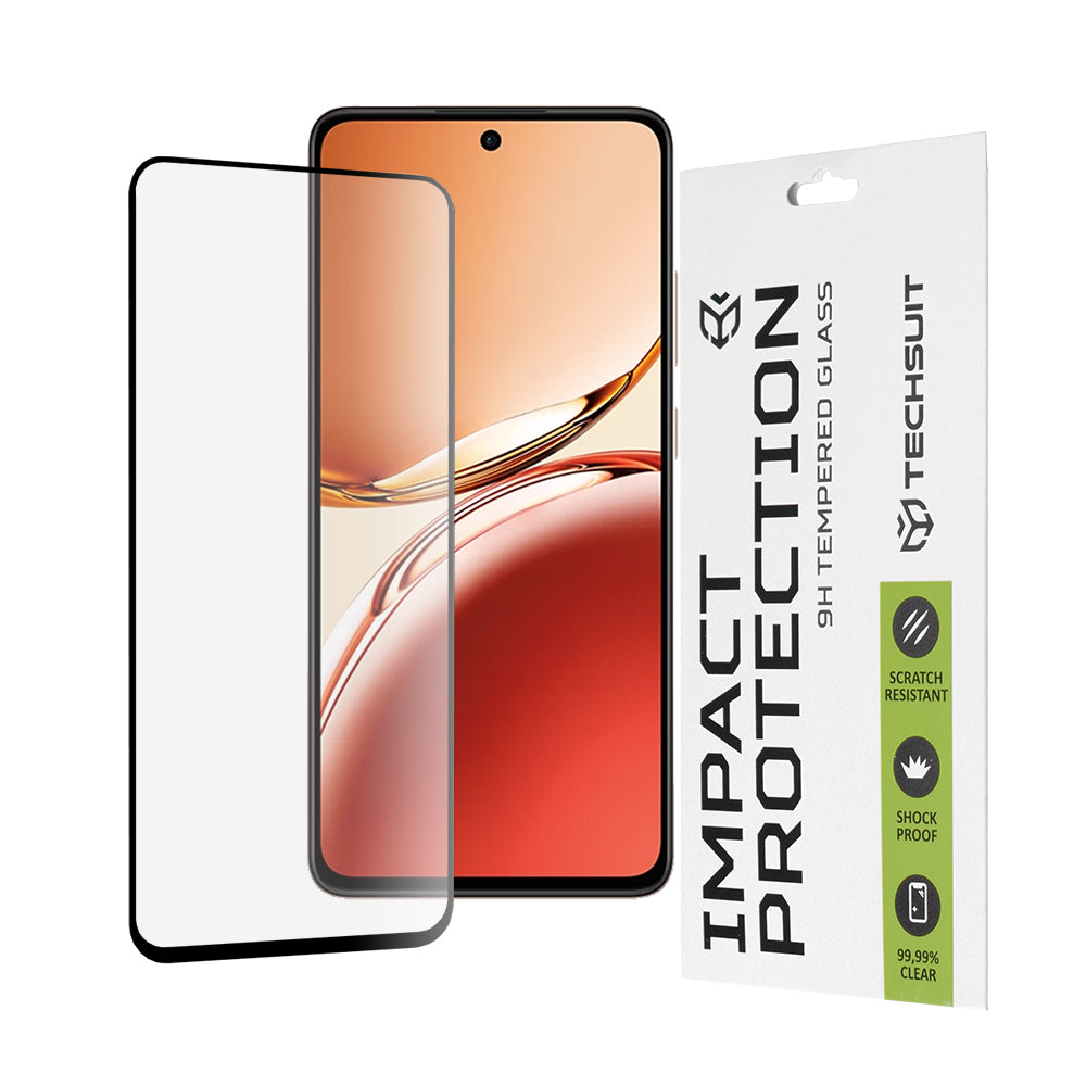 Techsuit képernyővédő fólia Oppo Reno12 FS 5G / Reno12 FS 4G / Reno12 F 4G / Reno12 F készülékekhez, edzett üveg, teljes ragasztó, 111D, fekete