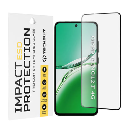 Techsuit képernyővédő fólia Oppo Reno12 FS 5G / Reno12 FS 4G / Reno12 F 4G / Reno12 F készülékekhez, edzett üveg, teljes ragasztó, fekete