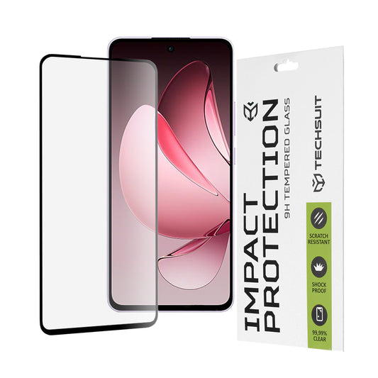 Techsuit képernyővédő fólia Oppo Reno13 FS 5G / Reno13 F 4G / Reno13 F készülékekhez, edzett üveg, teljes ragasztó, 111D, fekete