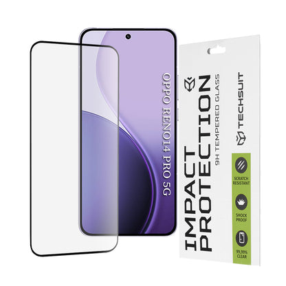 Techsuit képernyővédő fólia Oppo Reno14 Pro-hoz, edzett üveg, teljes ragasztó, 111D, fekete