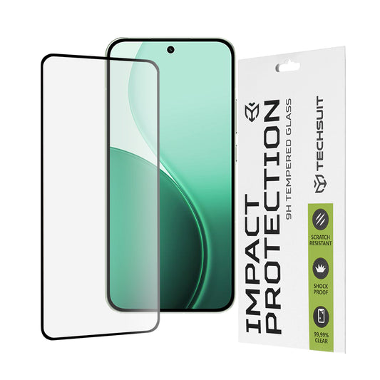 Techsuit képernyővédő fólia Oppo Reno14-hez, edzett üveg, teljes ragasztó, 111D, fekete