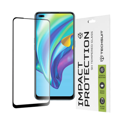 Techsuit képernyővédő fólia Oppo Reno4 Lite-hoz, edzett üveg, teljes ragasztó, 111D, fekete