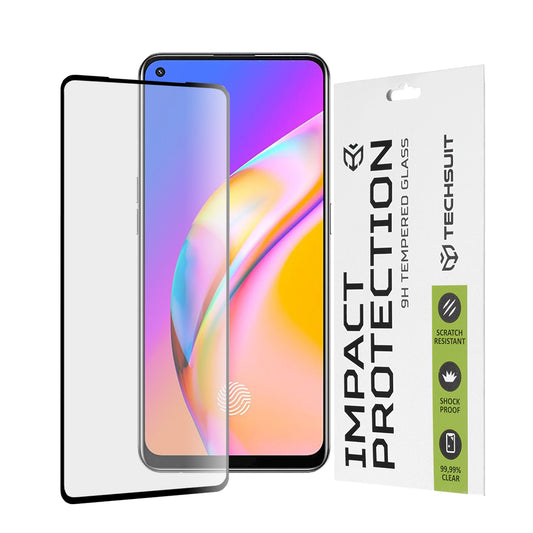 Techsuit képernyővédő fólia Realme 9 / 9 Pro+ / Oppo Find X5 Lite / Reno7 5G / A94 készülékekhez, edzett üveg, teljes ragasztó, 111D, fekete