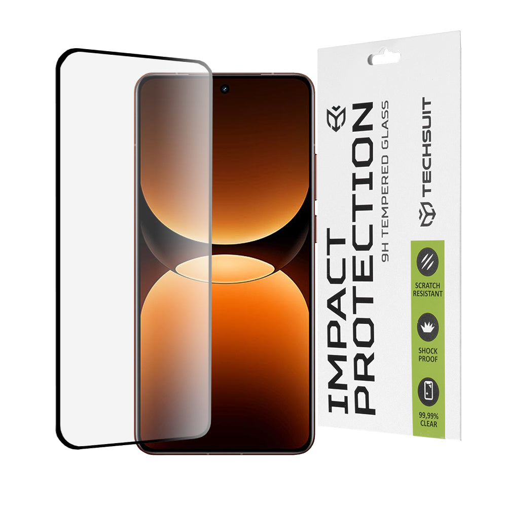 Techsuit képernyővédő fólia Realme GT 7 Pro-hoz, edzett üveg, teljes ragasztó, 111D, fekete