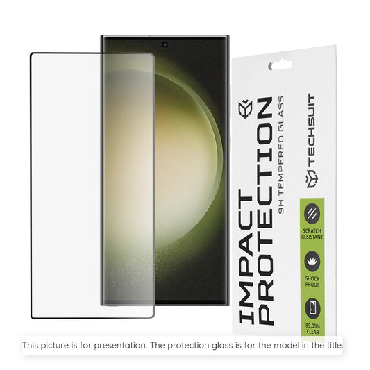 Techsuit képernyővédő fólia Realme P4x 4G / P4 Lite 4G készülékhez, edzett üveg, teljes ragasztó, 111D, fekete