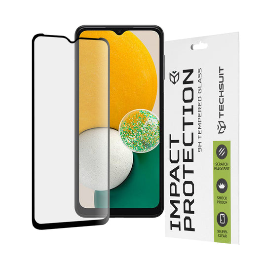 Techsuit képernyővédő fólia Samsung Galaxy A04 A045 / A04s A047 / A13 5G A136 készülékekhez, edzett üveg, teljes ragasztó, 111D, fekete