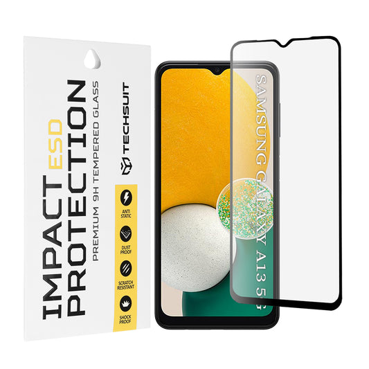 Techsuit képernyővédő fólia Samsung Galaxy A04 A045 / A04s A047 / A13 5G A136 készülékekhez, edzett üveg, teljes ragasztó, fekete