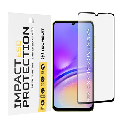 Techsuit képernyővédő fólia Samsung Galaxy A05 A055 készülékhez, edzett üveg, teljes ragasztó, fekete