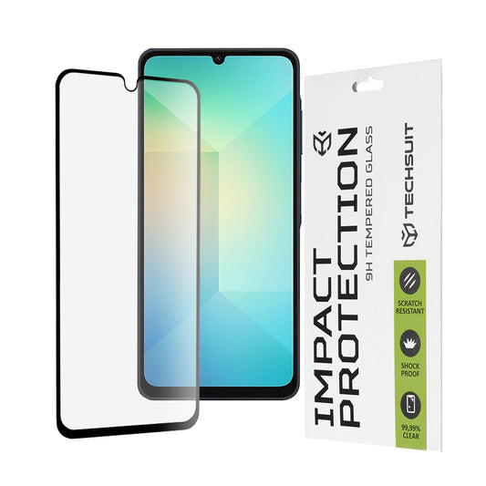 Techsuit képernyővédő fólia Samsung Galaxy A06 A065 készülékhez, edzett üveg, teljes ragasztó, 111D, fekete