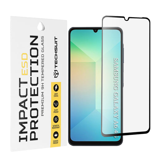 Techsuit képernyővédő fólia Samsung Galaxy A06 A065 készülékhez, edzett üveg, teljes ragasztó, fekete