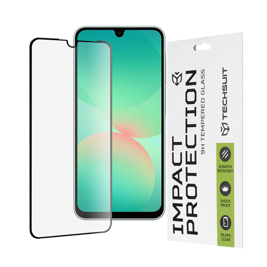 Techsuit képernyővédő fólia Samsung Galaxy A26 A266-hoz, edzett üveg, teljes ragasztó, 111D, fekete