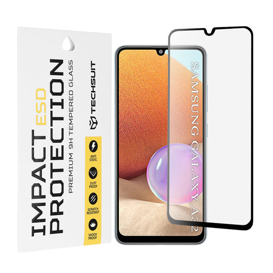 Techsuit képernyővédő fólia Samsung Galaxy A32 A325 készülékhez, edzett üveg, teljes ragasztó, fekete