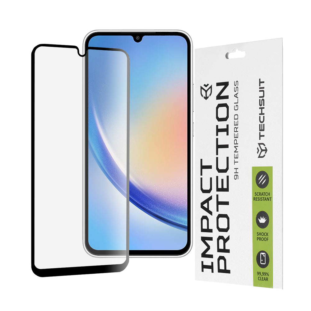 Techsuit képernyővédő fólia Samsung Galaxy A34 A346-hoz, edzett üveg, teljes ragasztó, 111D, fekete