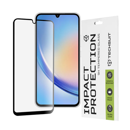 Techsuit képernyővédő fólia Samsung Galaxy A34 A346-hoz, edzett üveg, teljes ragasztó, 111D, fekete
