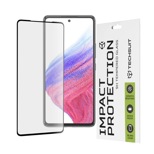 Techsuit képernyővédő fólia Samsung Galaxy A53 5G A536 készülékhez, edzett üveg, teljes ragasztó, 111D, fekete