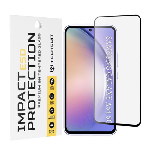 Techsuit képernyővédő fólia Samsung Galaxy A54 A546-hoz, edzett üveg, teljes ragasztó, fekete