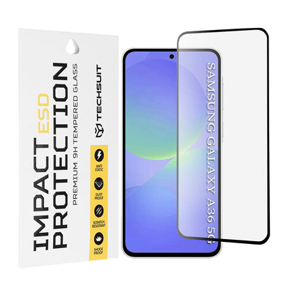 Techsuit képernyővédő fólia Samsung Galaxy A56 A566 / A36 A366 készülékhez, edzett üveg, teljes ragasztó, fekete